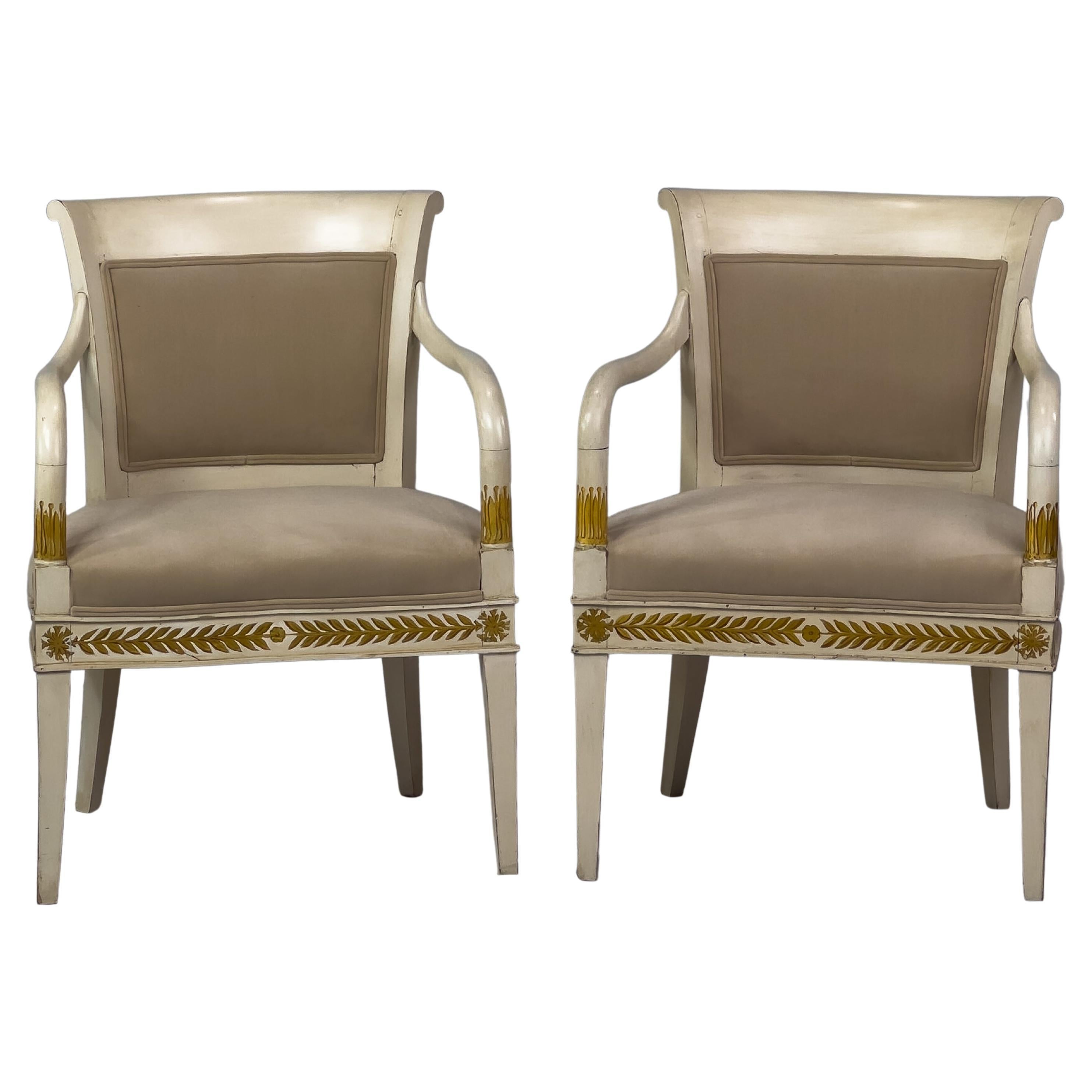 Pair of Italian Neoclassical Armchairs