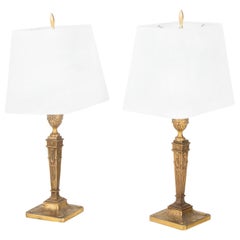 Pair of Italian Neoclassical Bronze Table Lamps