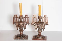Pair of Italian Neoclassical Carved Candleholders