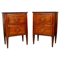 Antique Pair of Italian Neoclassical Cherry Commodini