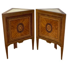 Antique Pair of Italian Neoclassical Corner Cabinets
