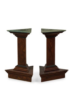 Pair of Italian Neoclassical Faux Bois and Faux Marble Painted Pedestals