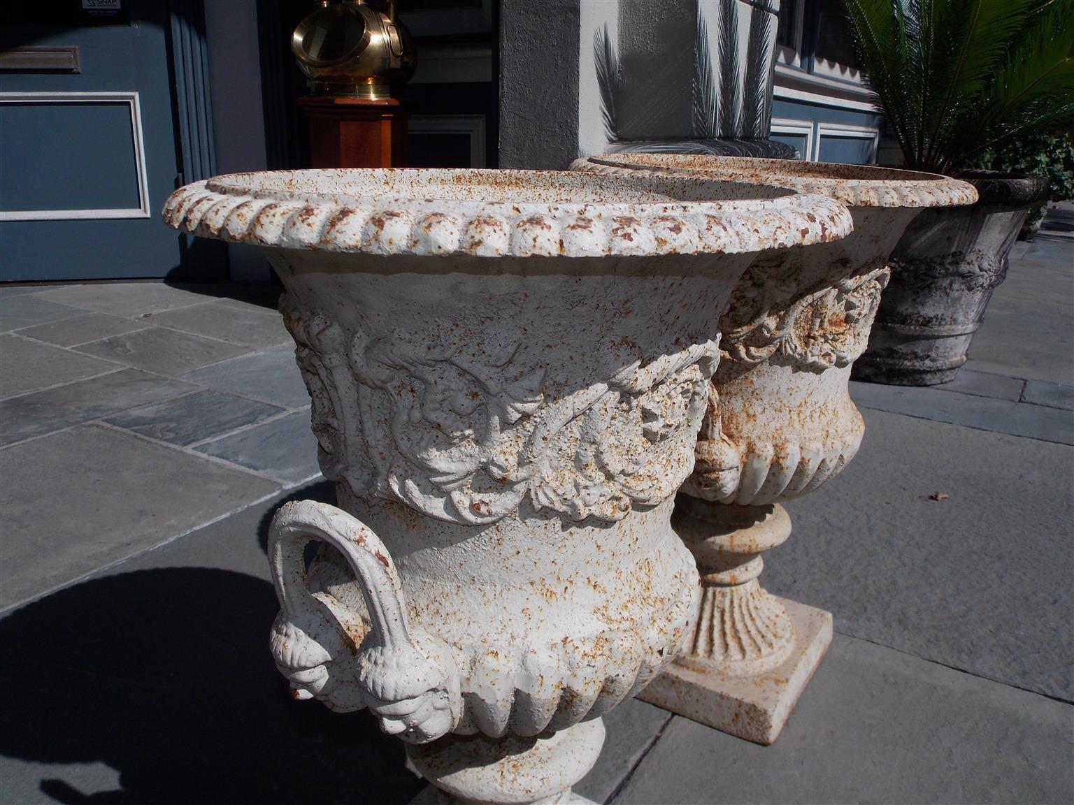 Pair of English Figural Cast Iron and Painted Campana-Form Urns, Circa 1880 1