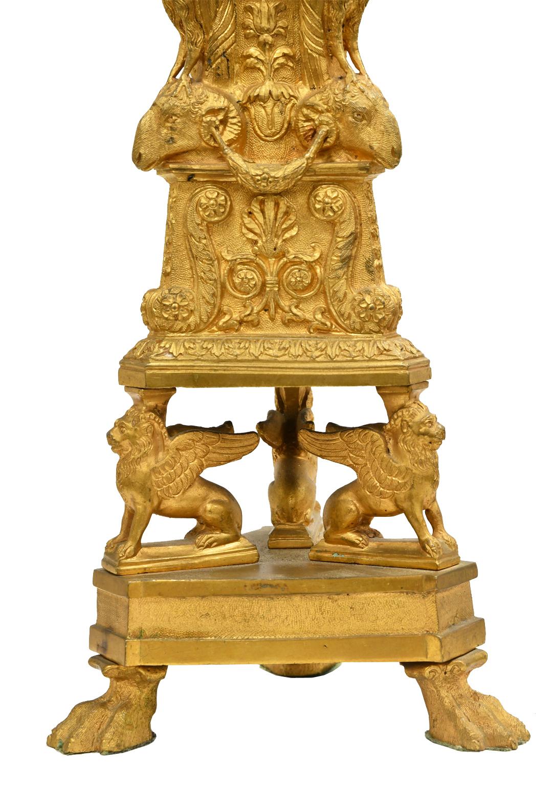 Pair of Italian Neoclassical Gilded Candlesticks Based on Design by Piranesi In Good Condition In Miami, FL