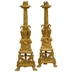 Pair of Italian Neoclassical Gilded Candlesticks Based on Design by Piranesi