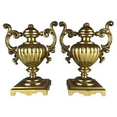 Pair of Italian Neoclassical Gilt Bronze Urn Vases, circa 1820s