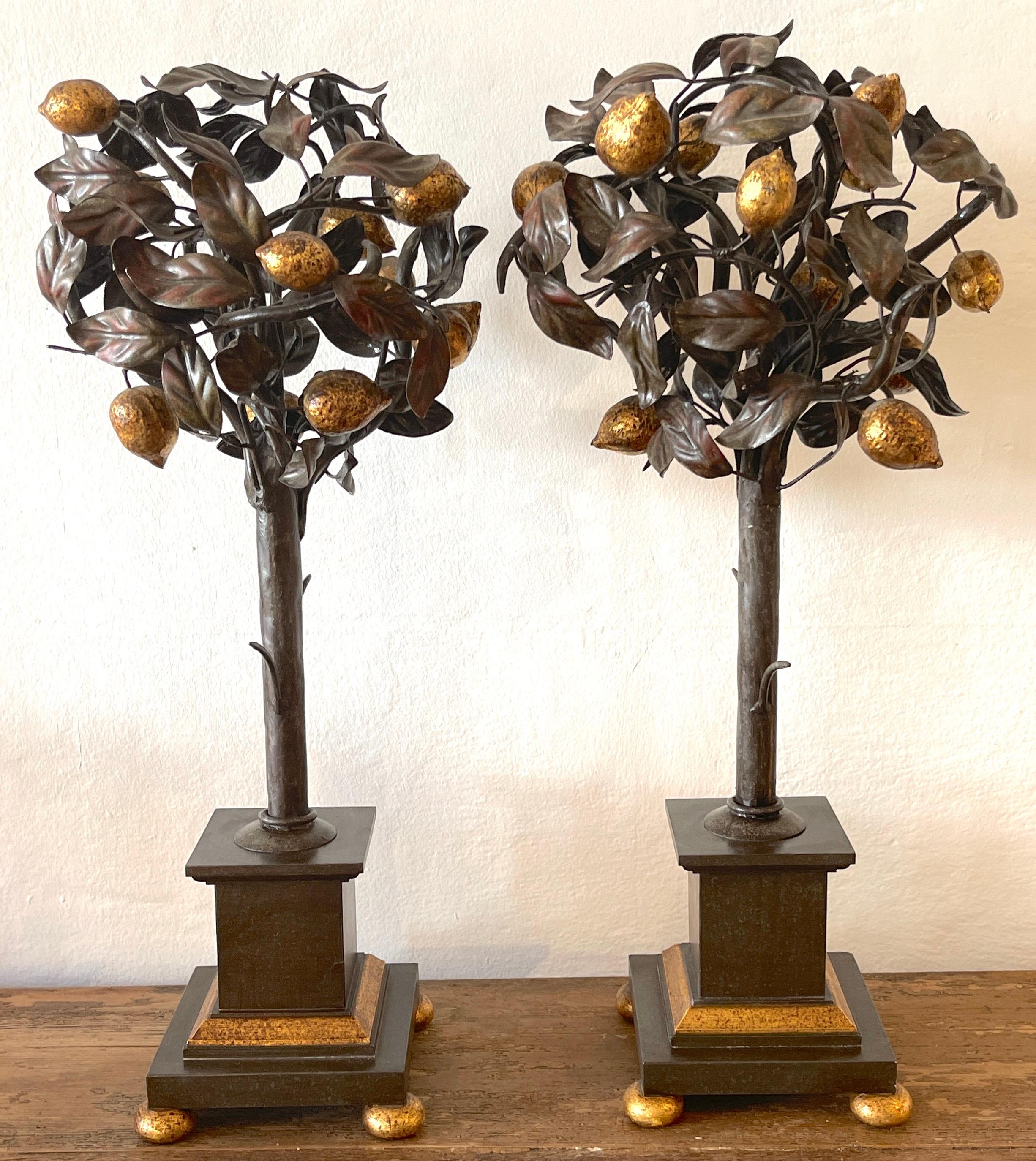 Pair of Italian Neoclassical Gilt and Patinated Tole Lemon Tree ...
