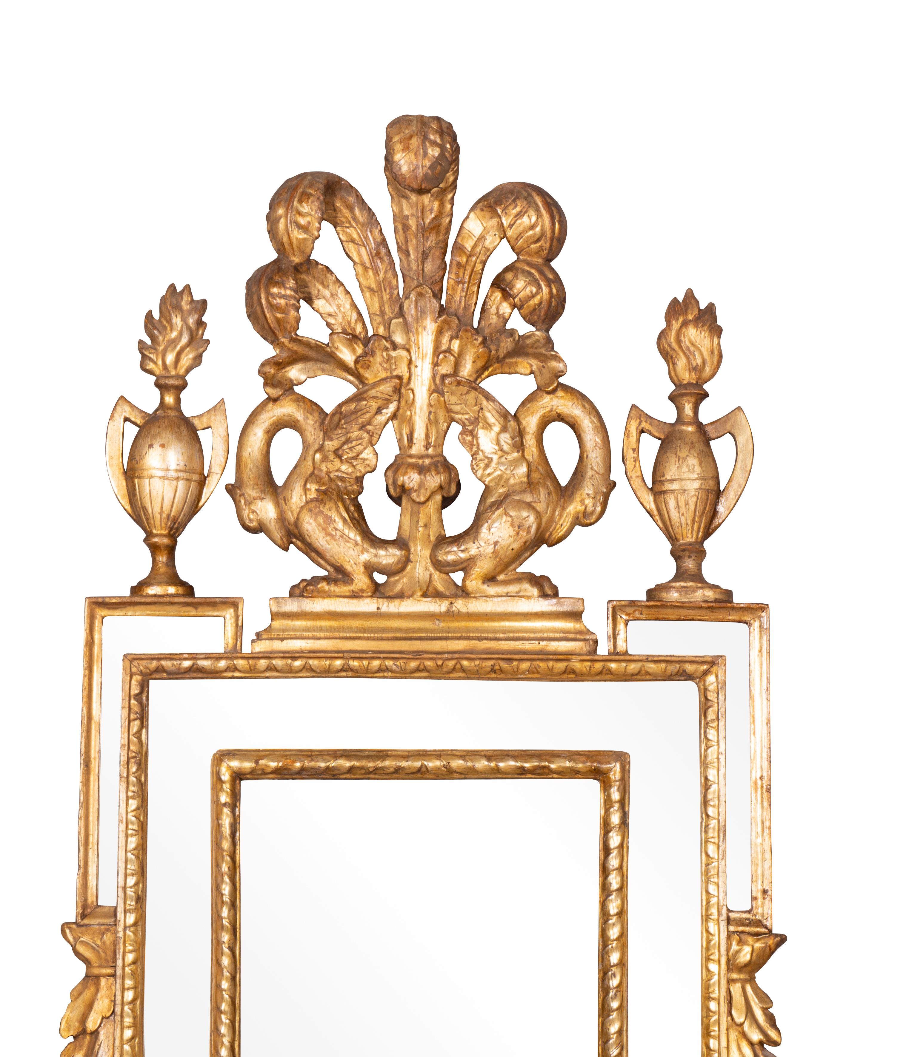 Pair of Italian Neoclassical Giltwood Mirrors For Sale 9