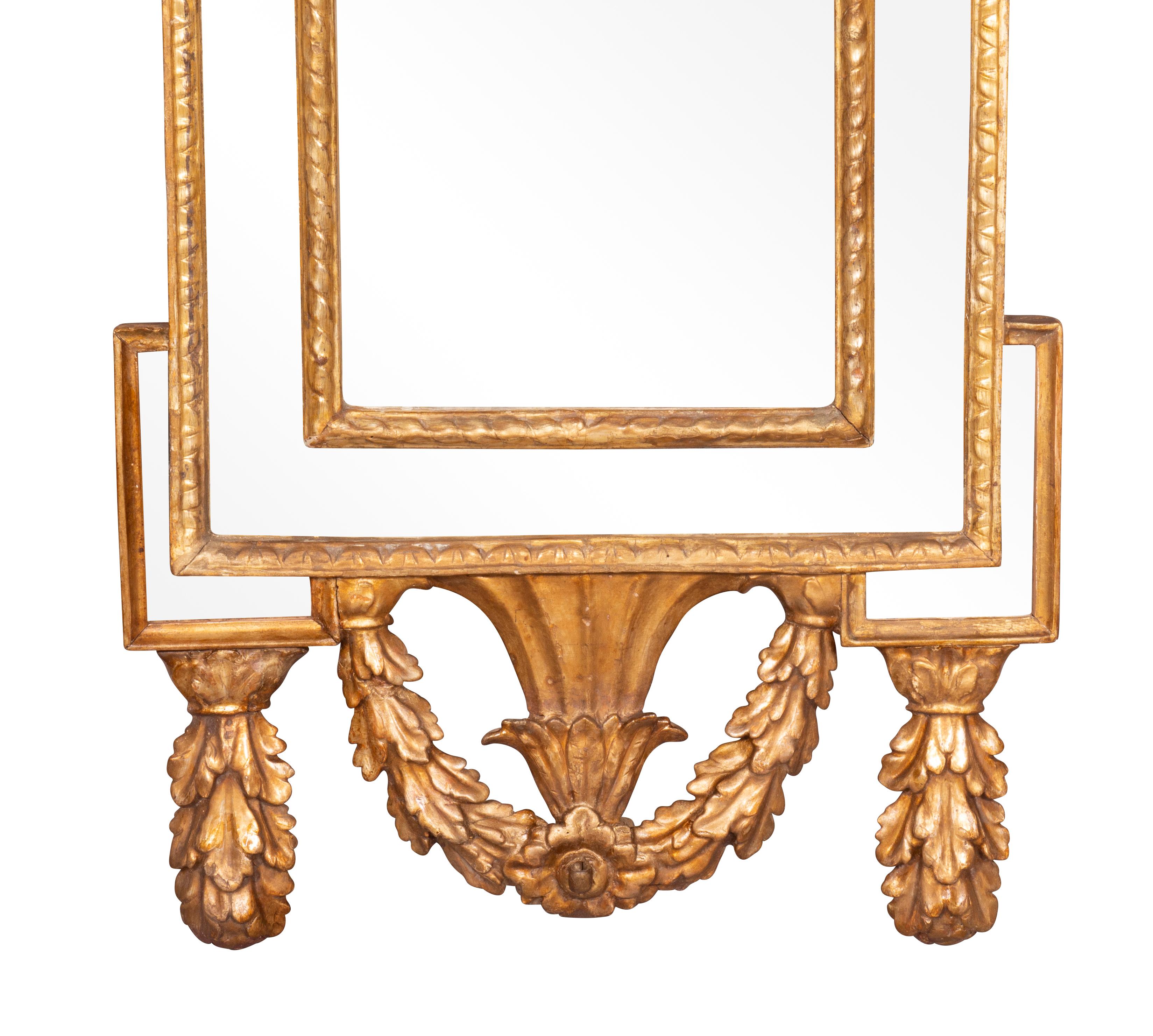 Pair of Italian Neoclassical Giltwood Mirrors For Sale 11