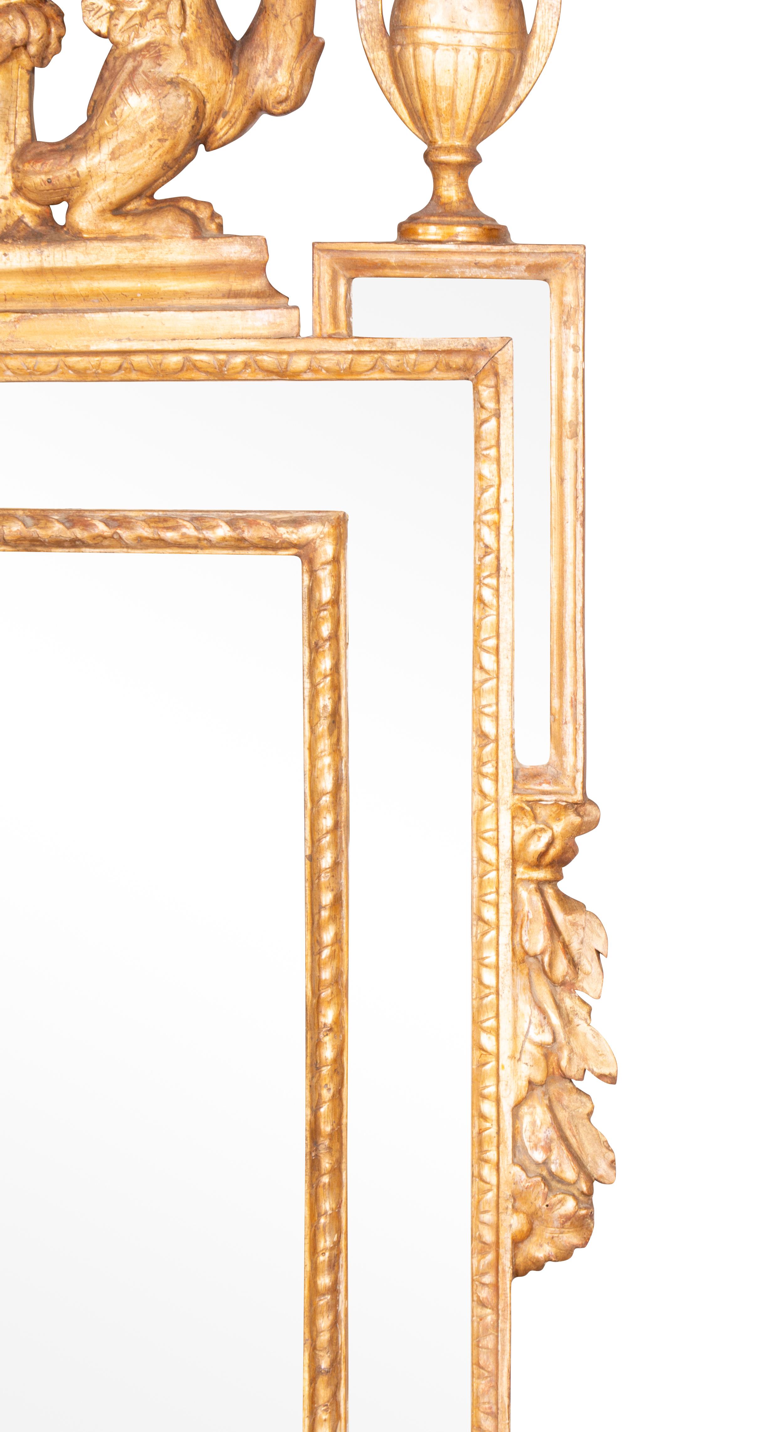 Pair of Italian Neoclassical Giltwood Mirrors For Sale 5