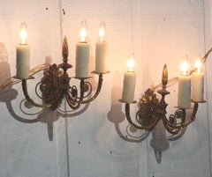 Pair of Italian Neoclassical Giltwood Sconces, 19th Century
