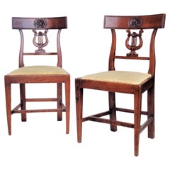 Antique  Italian Neoclassical Lyre Back Chairs, Circa 1800