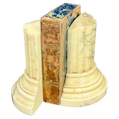 Pair of Italian Neoclassical Marble Column Bookends
