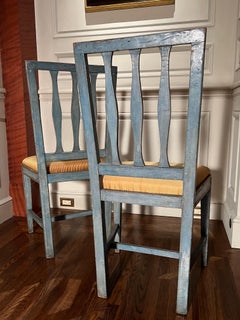 Pair of Italian Neoclassical Painted and Parcel Gilt Side Chairs