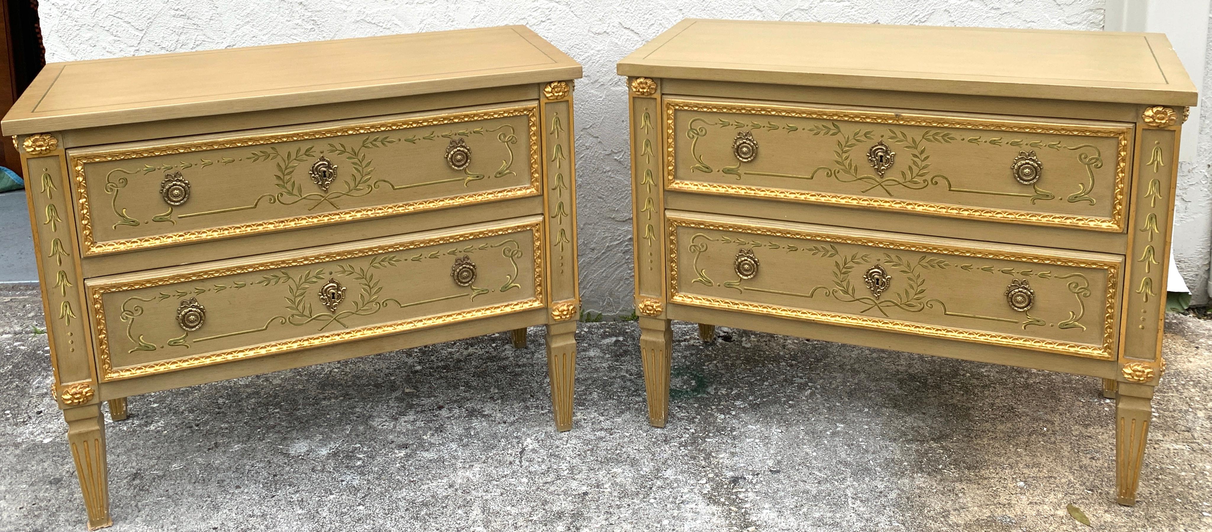 Pair of painted commodes, by Julia Gray
Each one beautifully painted with bronze hardware, fitted with two 35.5