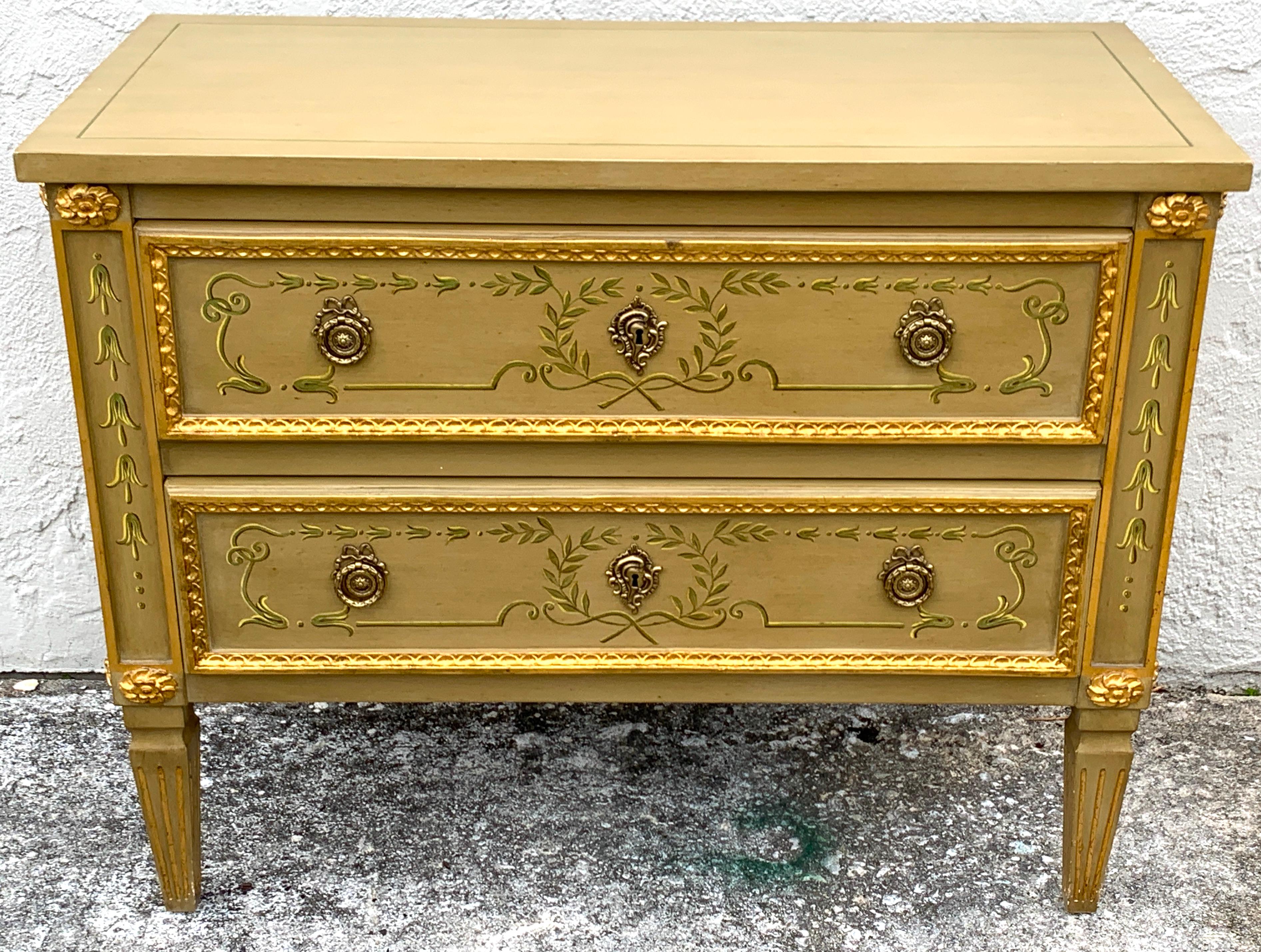Neoclassical Pair of Painted Commodes, by Julia Gray