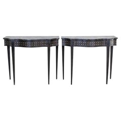 Pair of Italian Neoclassical Painted Console Tables, Late 19th Century