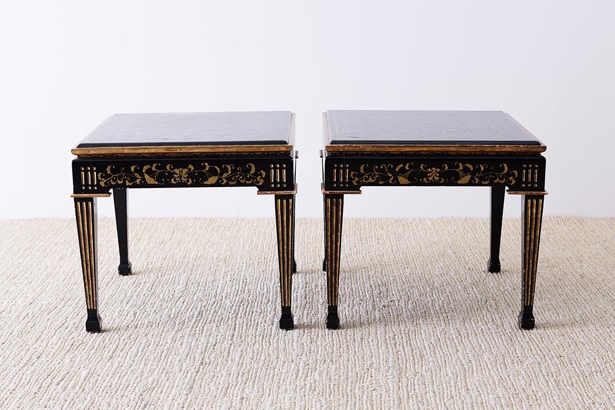 Pair of Italian Neoclassical Parcel-Gilt Lacquered Drink Tables In Good Condition In Rio Vista, CA