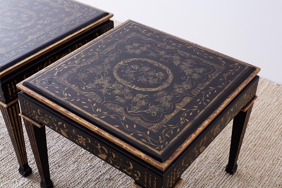 Pair of Italian Neoclassical Parcel-Gilt Lacquered Drink Tables 2