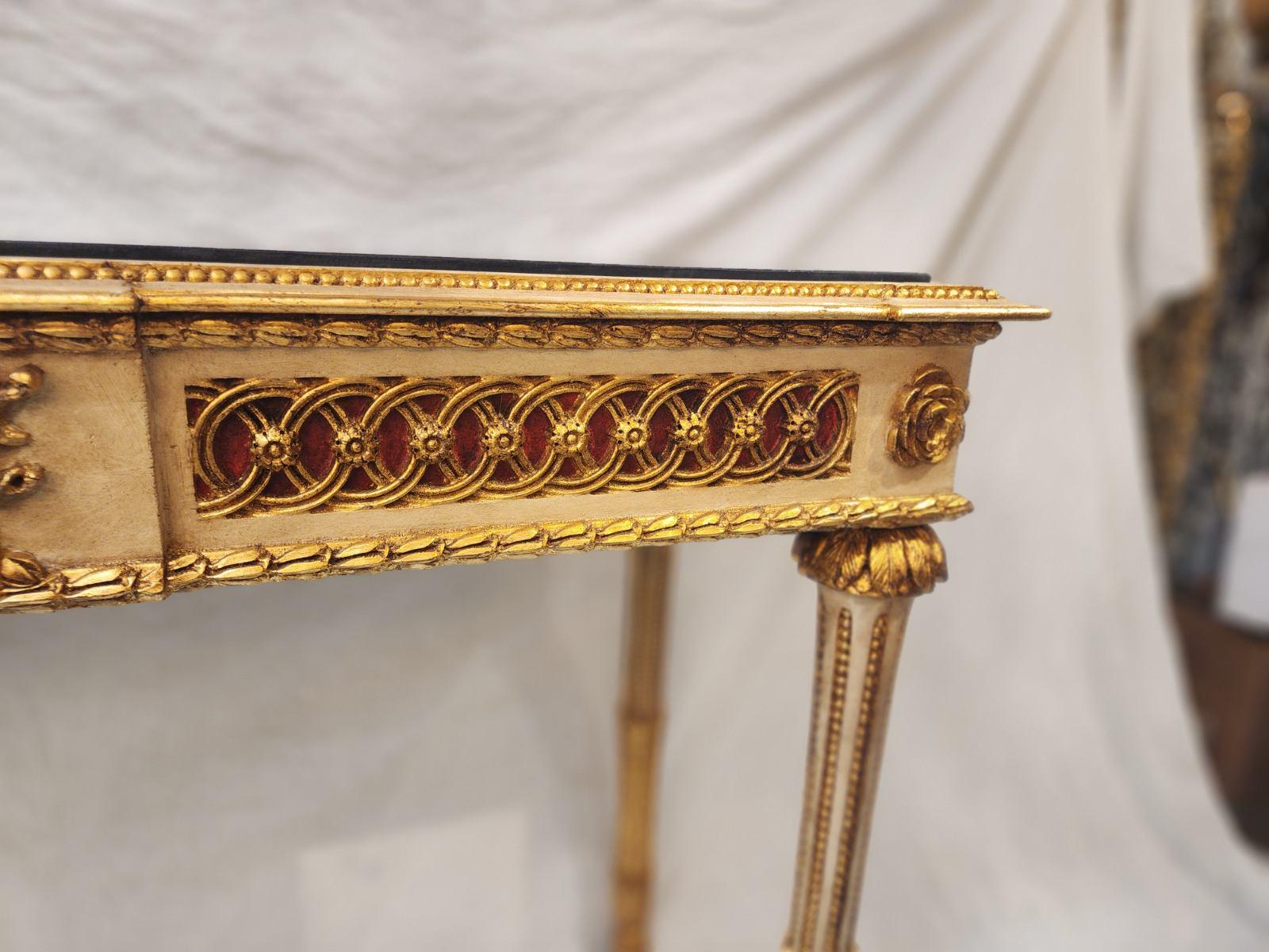 Pair of Italian Neoclassical Partial Gilt Console Table  In Excellent Condition For Sale In Dallas, TX