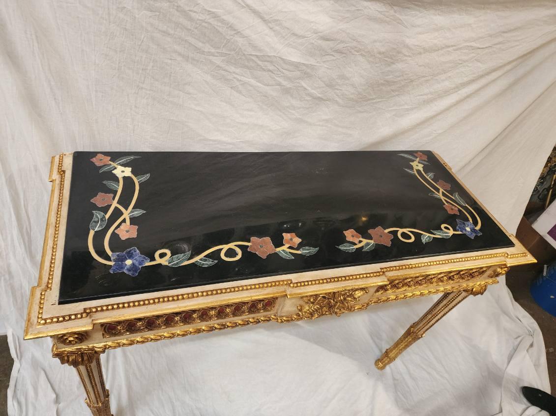 19th Century Pair of Italian Neoclassical Partial Gilt Console Table  For Sale