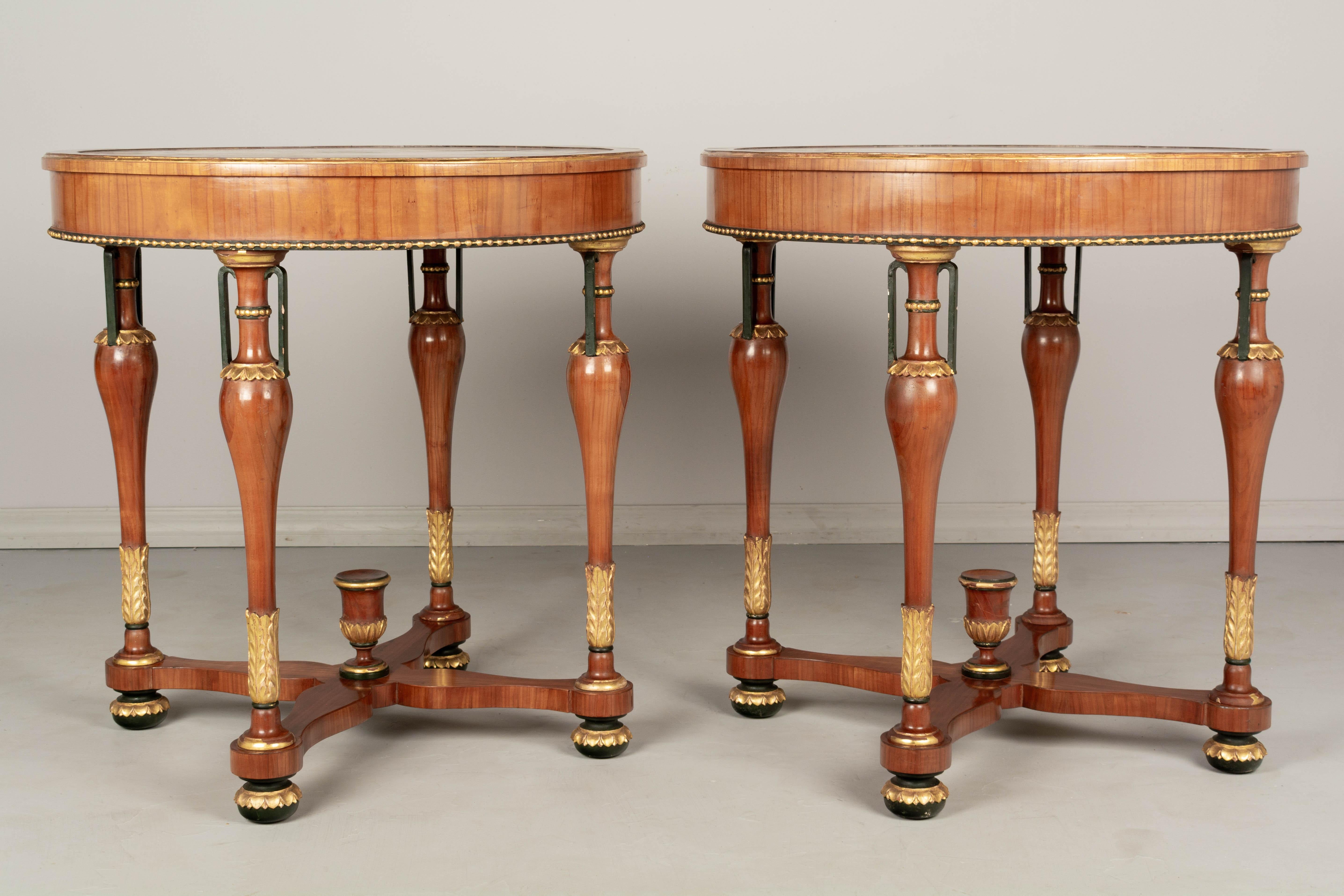 Pair of Italian Neoclassical Scagliola Top Center Tables In Good Condition For Sale In Winter Park, FL