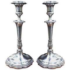 Pair of Italian Neoclassical Silver Candlesticks from Milan 19th Century