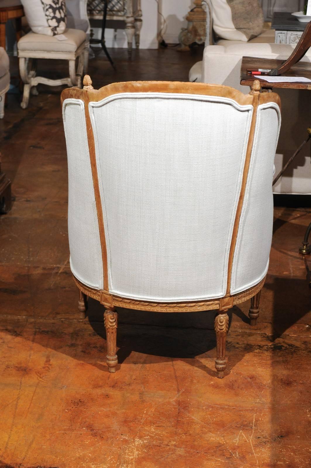Pair of Italian Neoclassical Style 19th Century Wingback Bergères, Upholstered 4