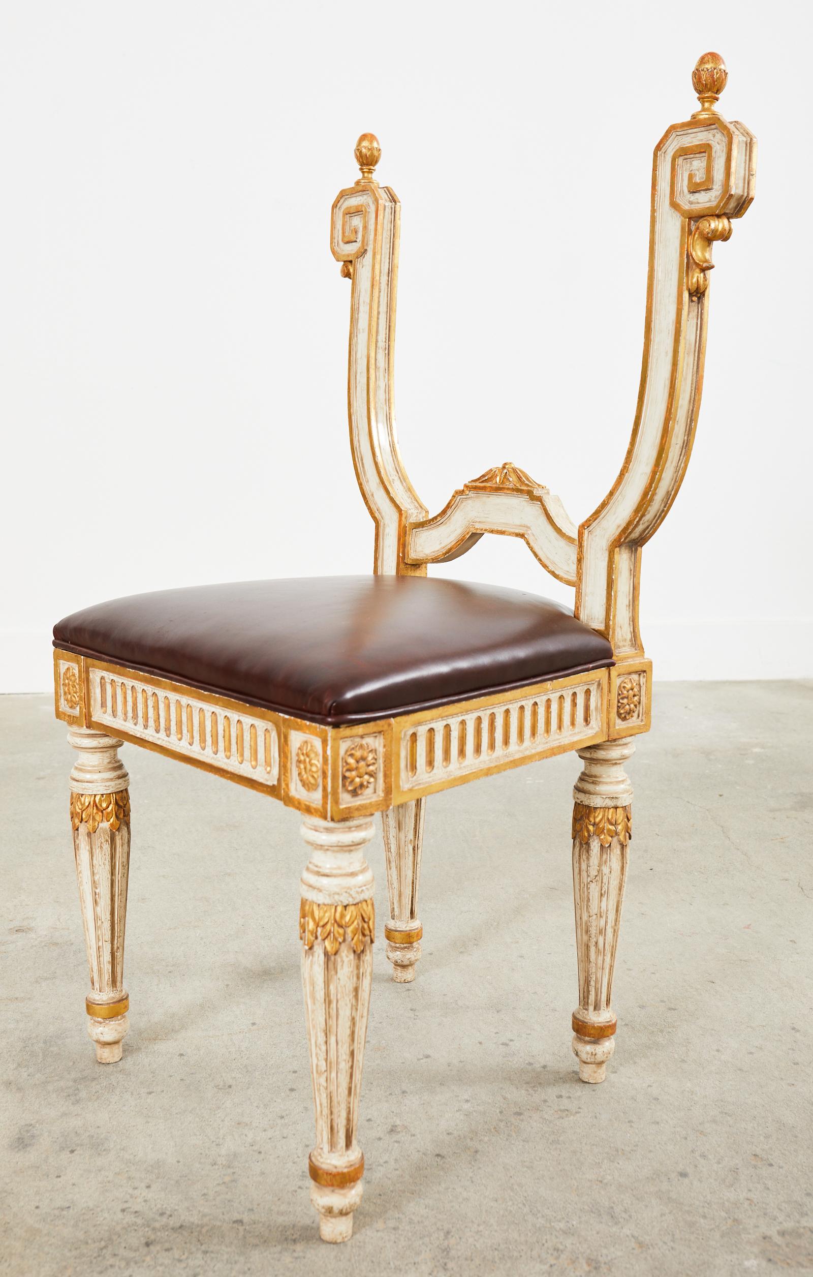 Pair of Italian Neoclassical Style Backless Hall Chairs For Sale 9