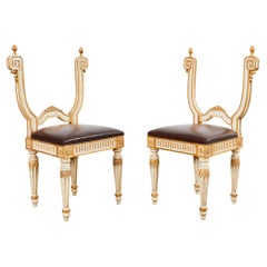 Vintage Pair of Italian Neoclassical Style Backless Hall Chairs