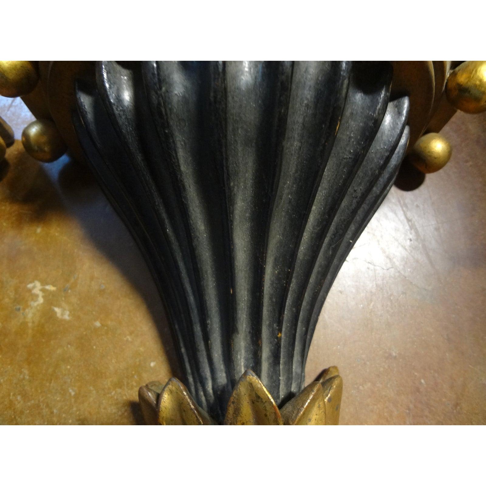 Pair of Italian Neoclassical Style Black and Gold Terracotta Wall Brackets 4