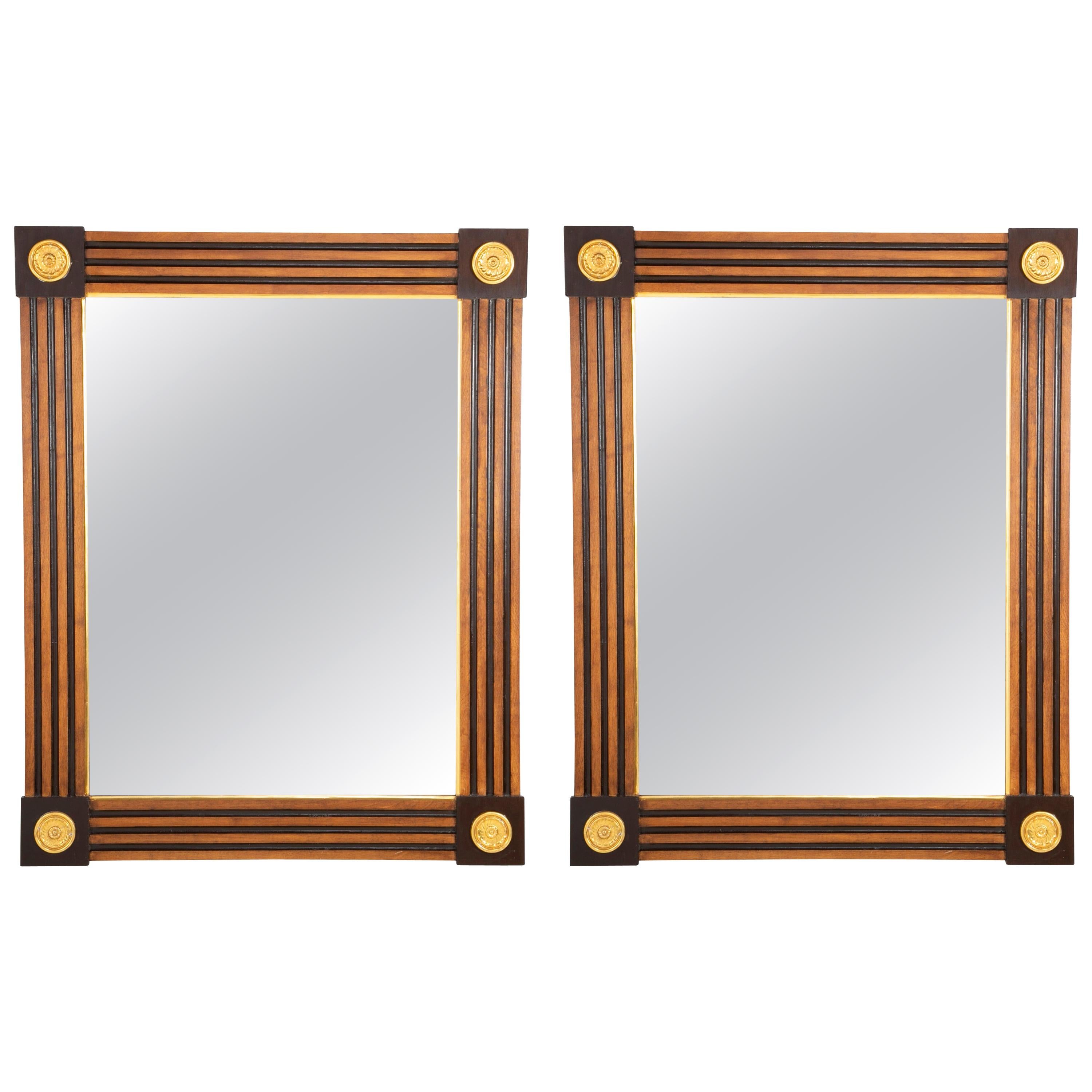 Pair of Italian Neoclassical Style Giltwood and Painted Mirrors