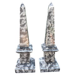 Pair Of Italian Neoclassical Style Marble Obelisks