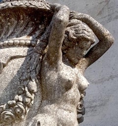 Pair of Italian Neoclassical Style Monumental Stone Garden Vases