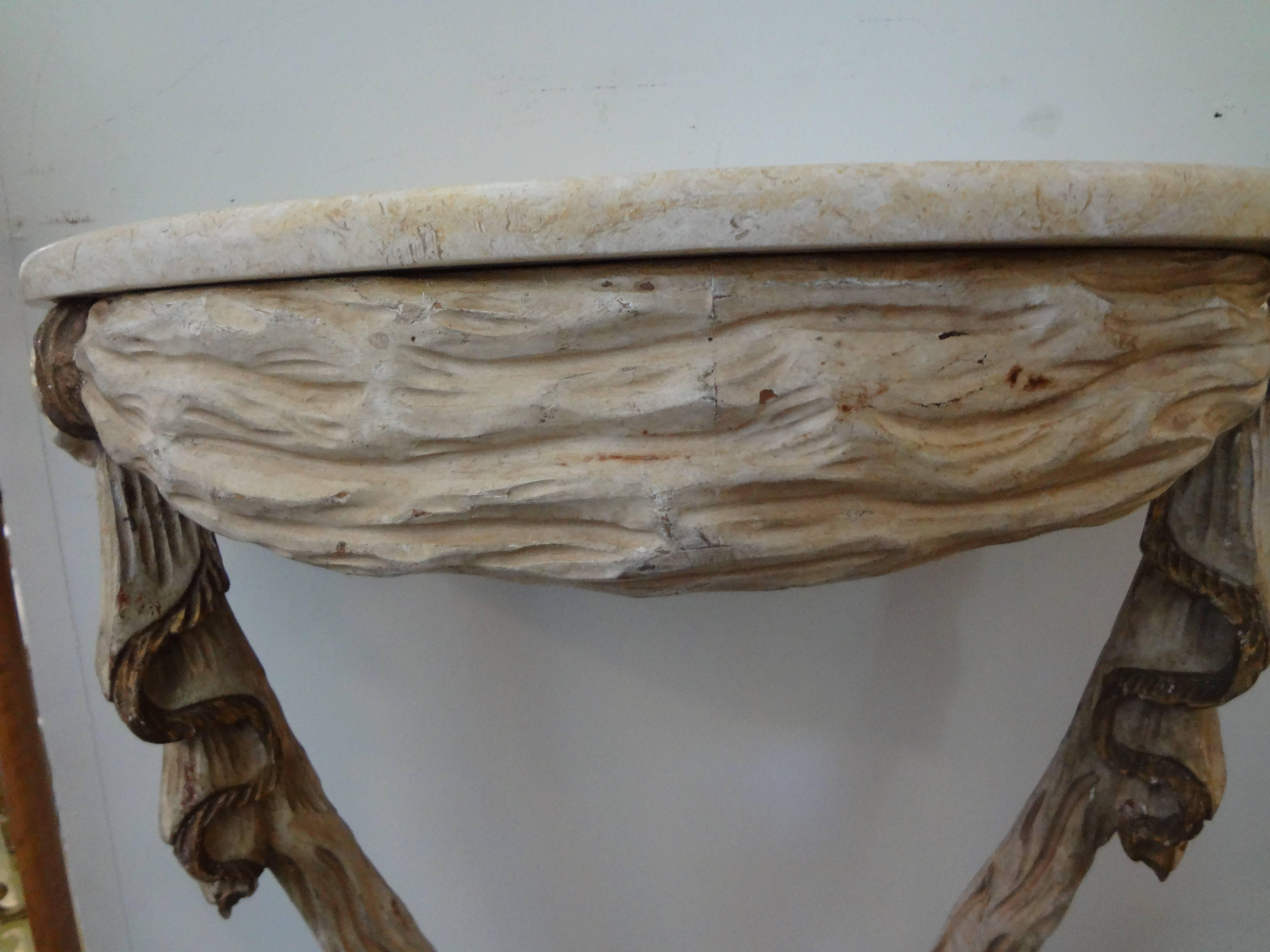 Pair of Italian Neoclassical Style Painted and Gilt Wood Console Tables 4