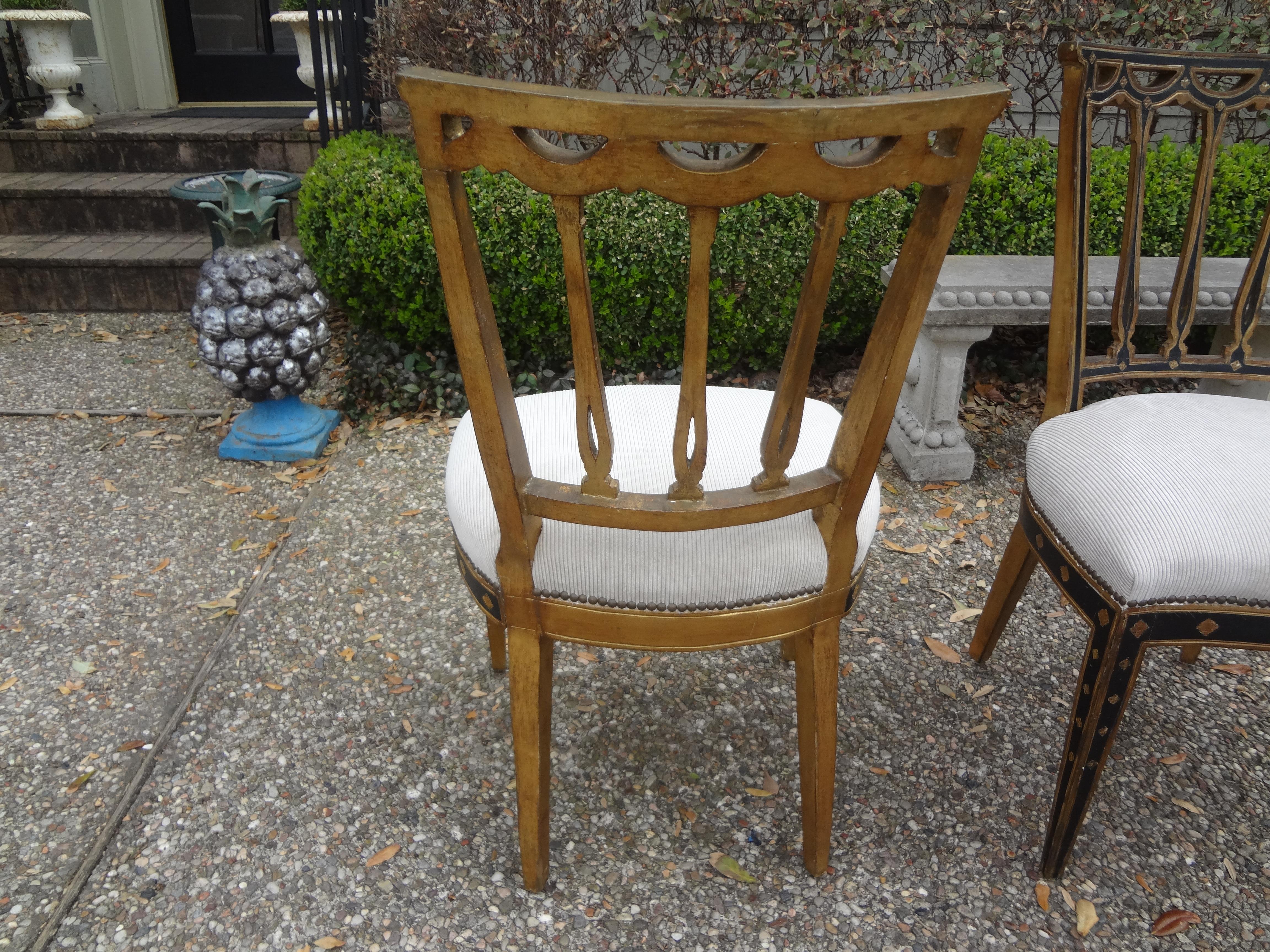 Pair of Italian Neoclassical Style Painted and Giltwood Chairs 2