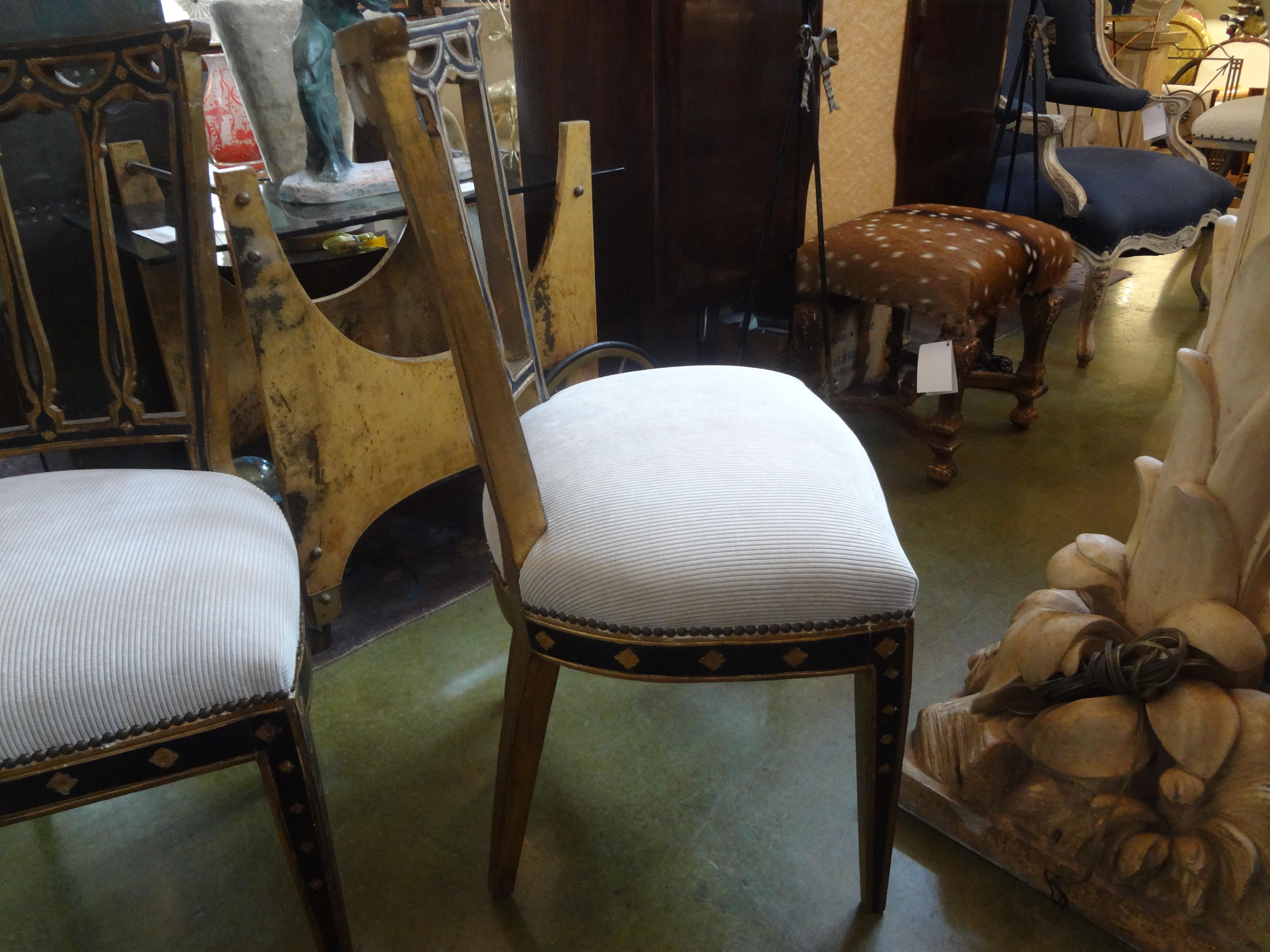 Pair of Italian Neoclassical Style Painted and Giltwood Chairs 8