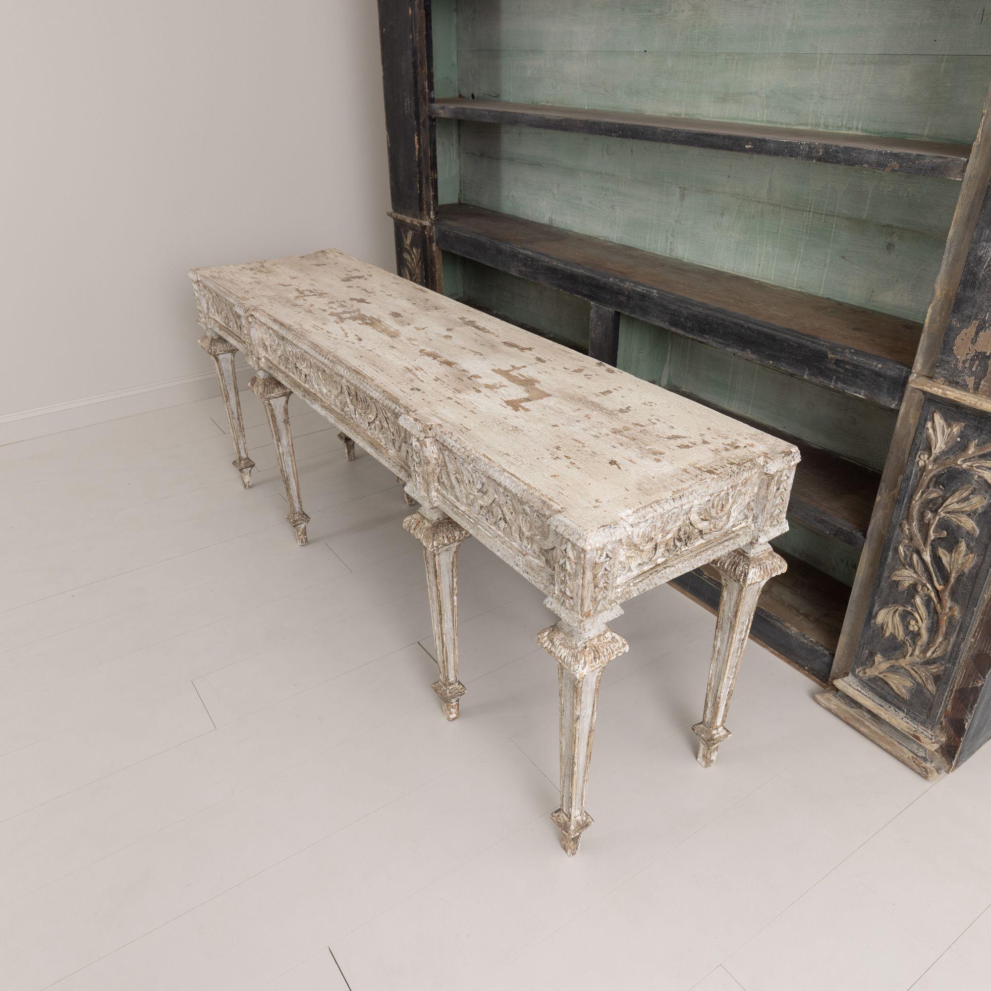 Pair of Italian Neoclassical Style Painted Console Tables 6
