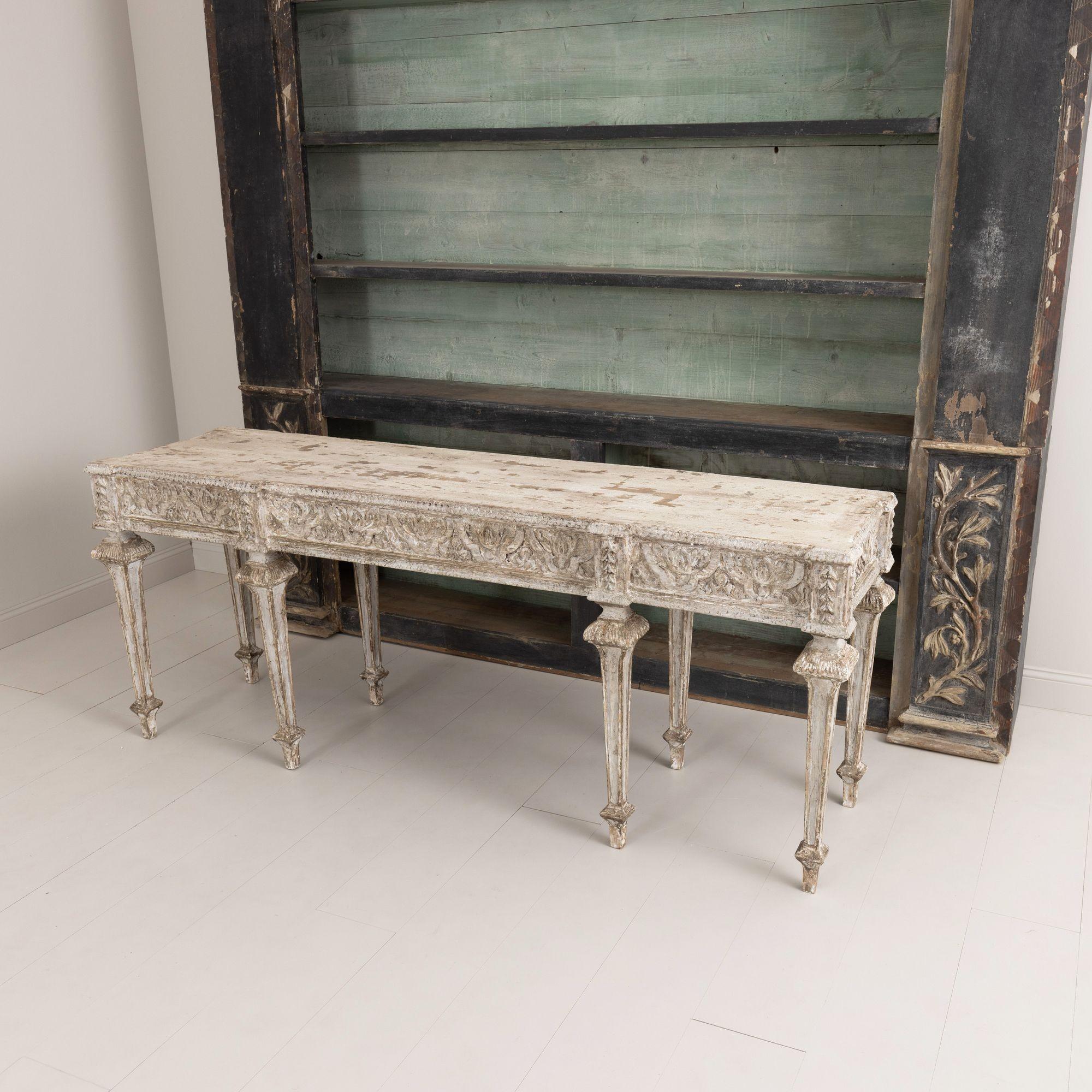 Pair of Italian Neoclassical Style Painted Console Tables 8