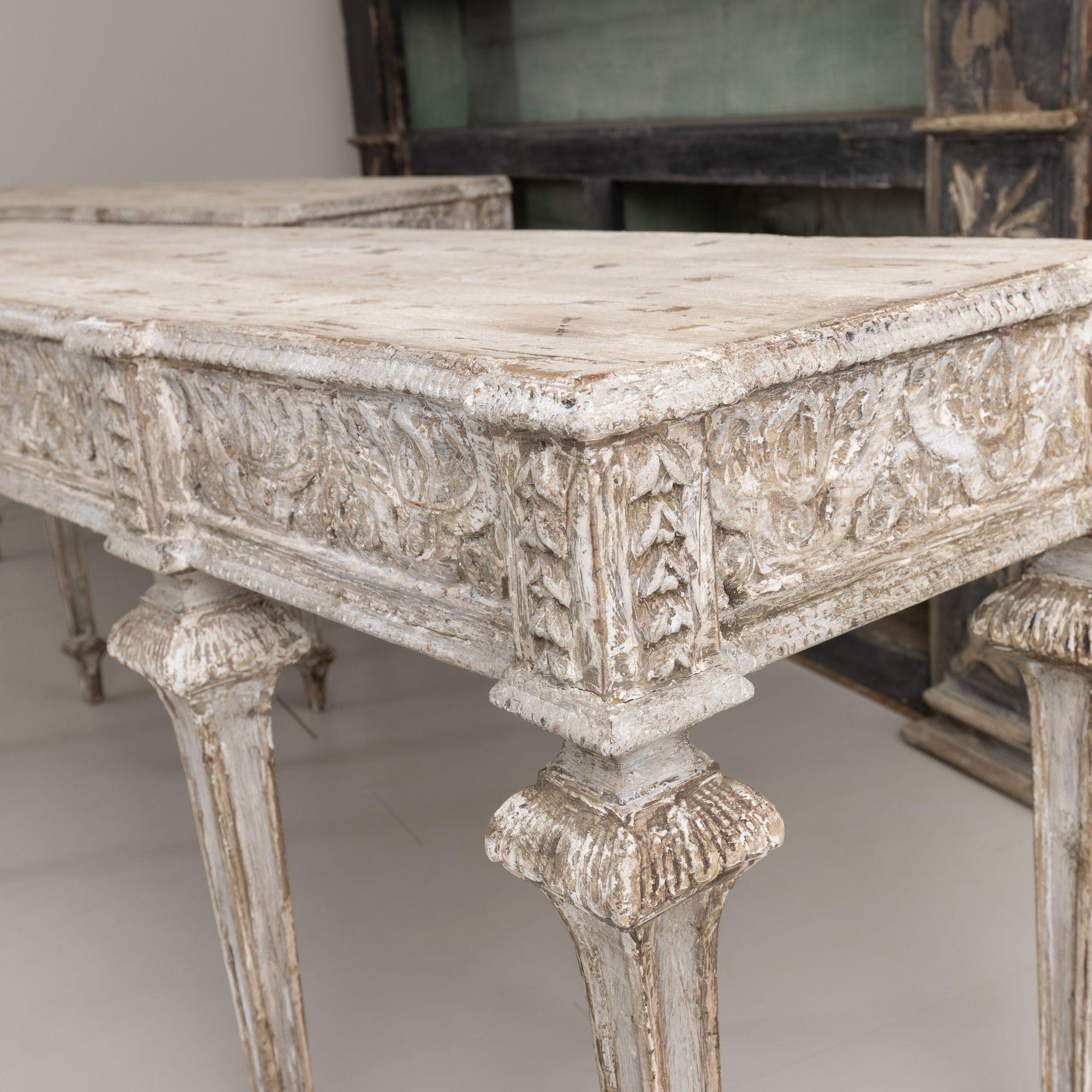 20th Century Pair of Italian Neoclassical Style Painted Console Tables