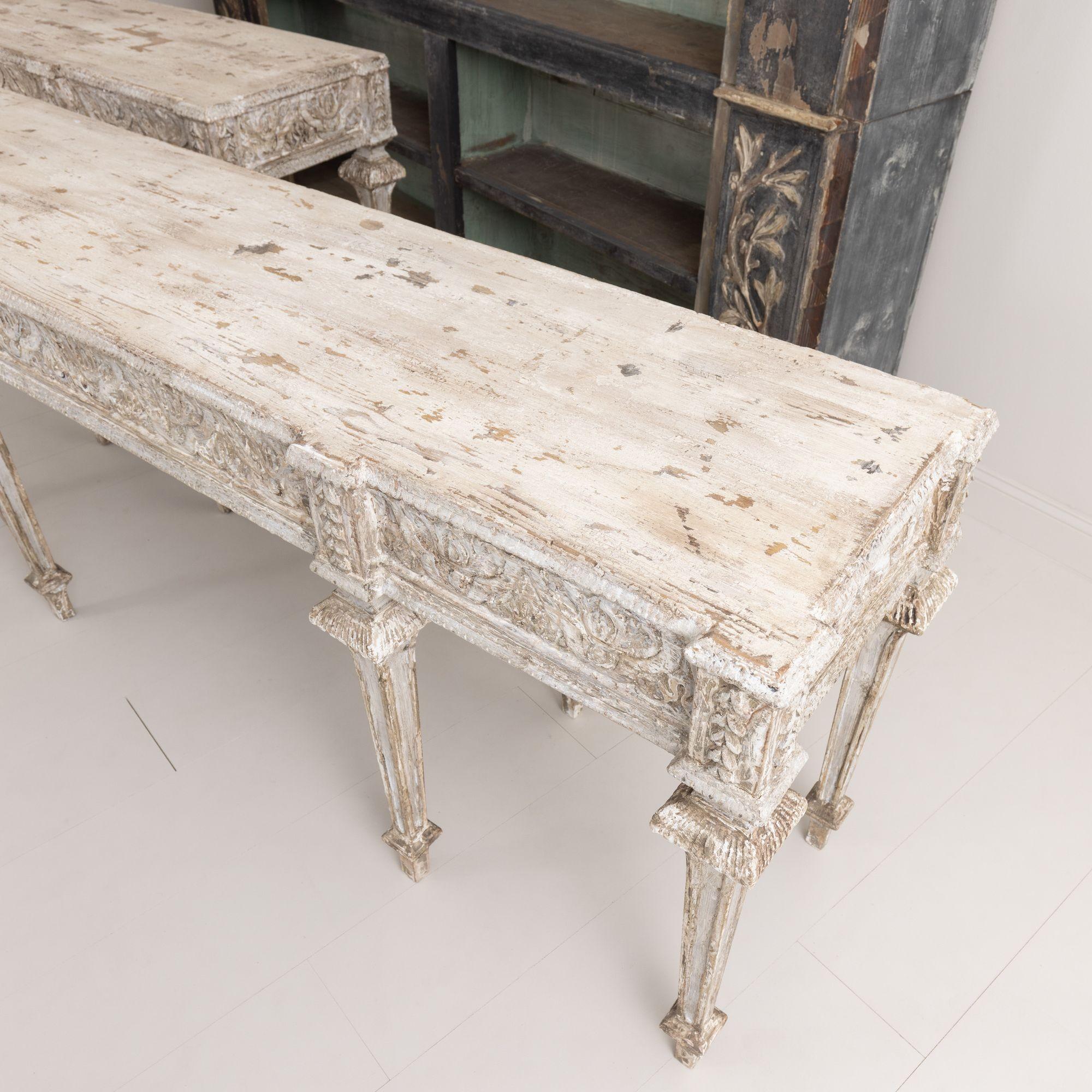 Wood Pair of Italian Neoclassical Style Painted Console Tables