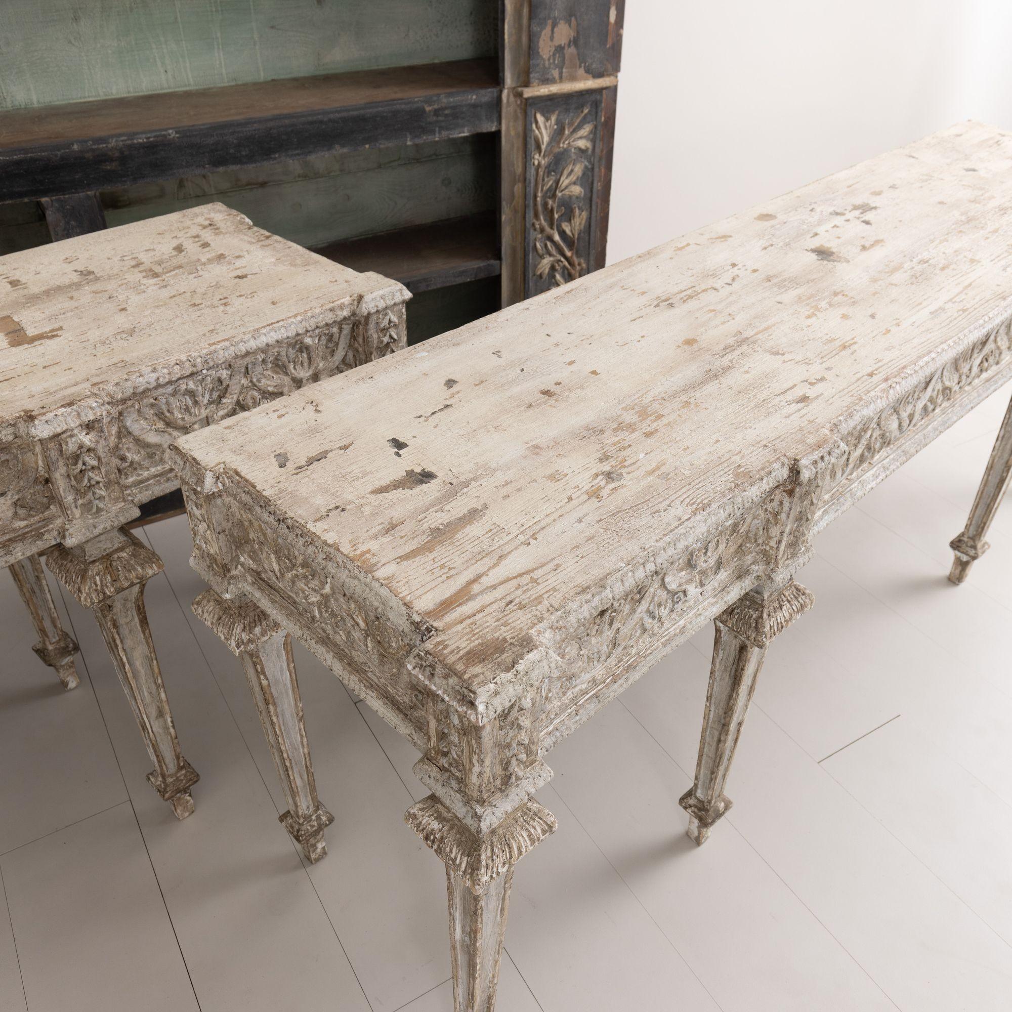 Pair of Italian Neoclassical Style Painted Console Tables 1