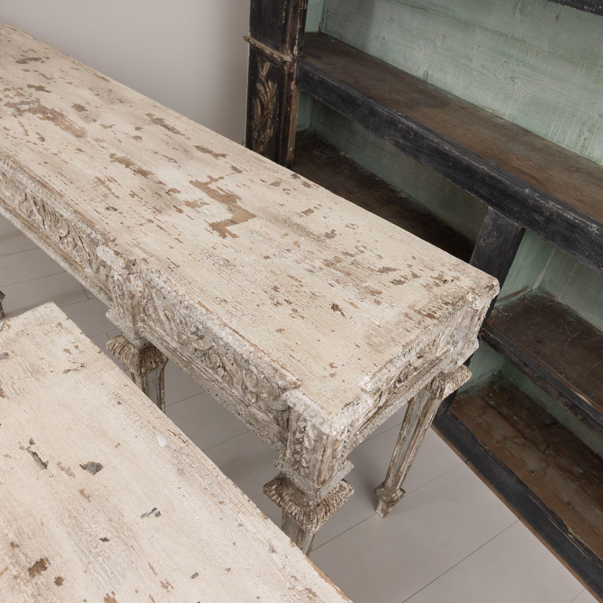 Pair of Italian Neoclassical Style Painted Console Tables 2