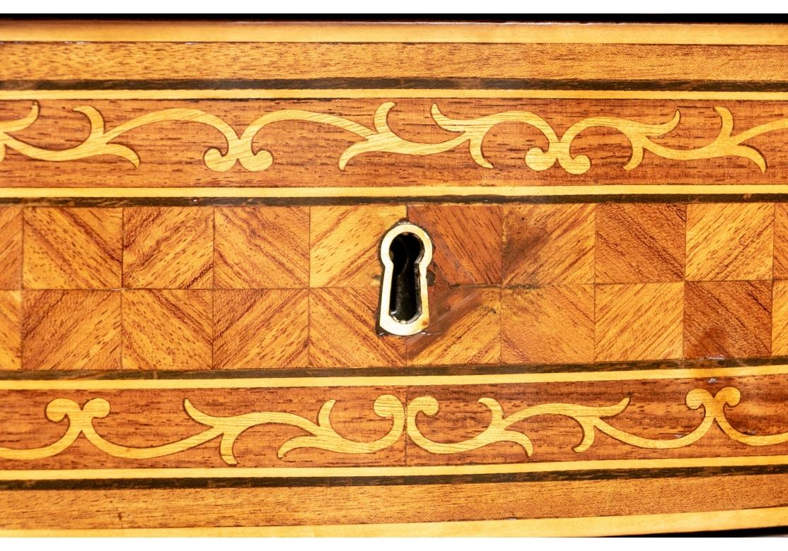 Pair of Italian Neoclassical Style Parquetry And Marquetry Bow Front Chests For Sale 6