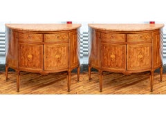 Pair of Italian Neoclassical Style Parquetry And Marquetry Bow Front Chests