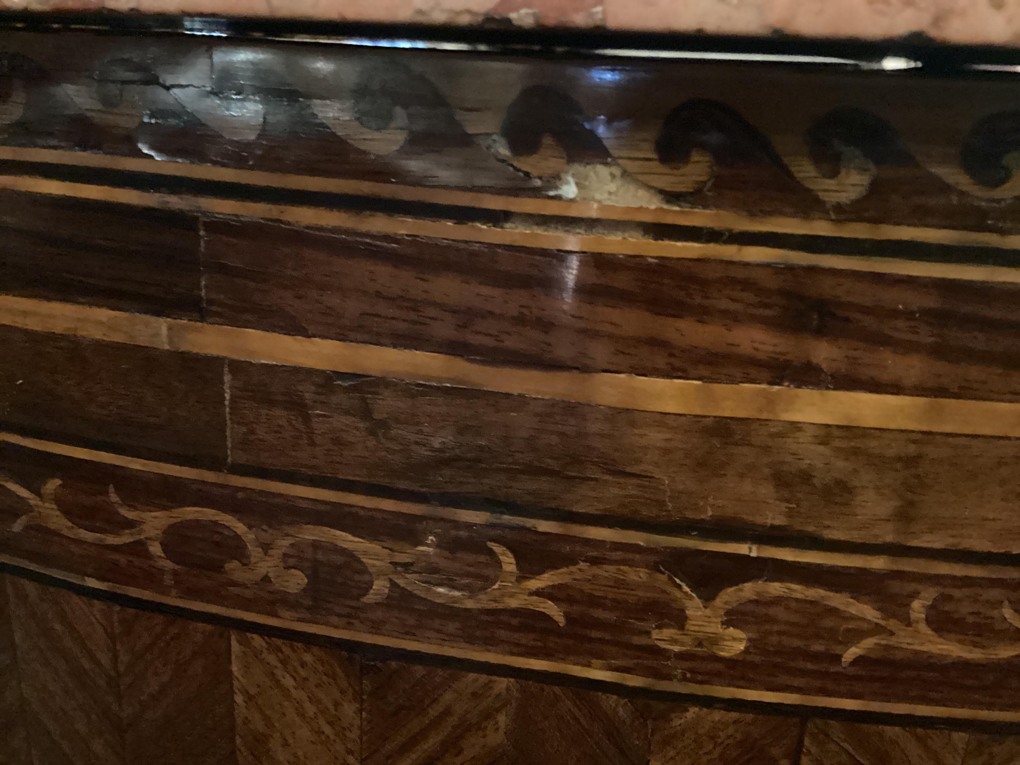 Pair of Italian Neoclassical Style Parquetry And Marquetry Bow Front Chests For Sale 15