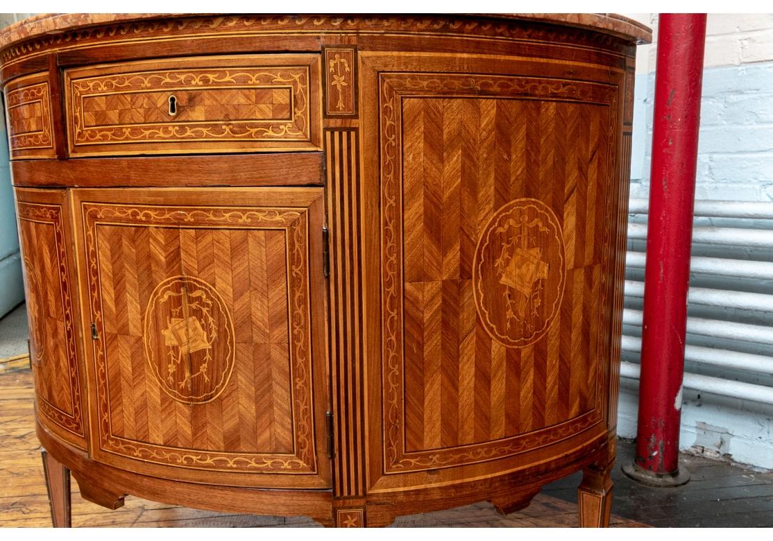 Pair of Italian Neoclassical Style Parquetry And Marquetry Bow Front Chests For Sale 2