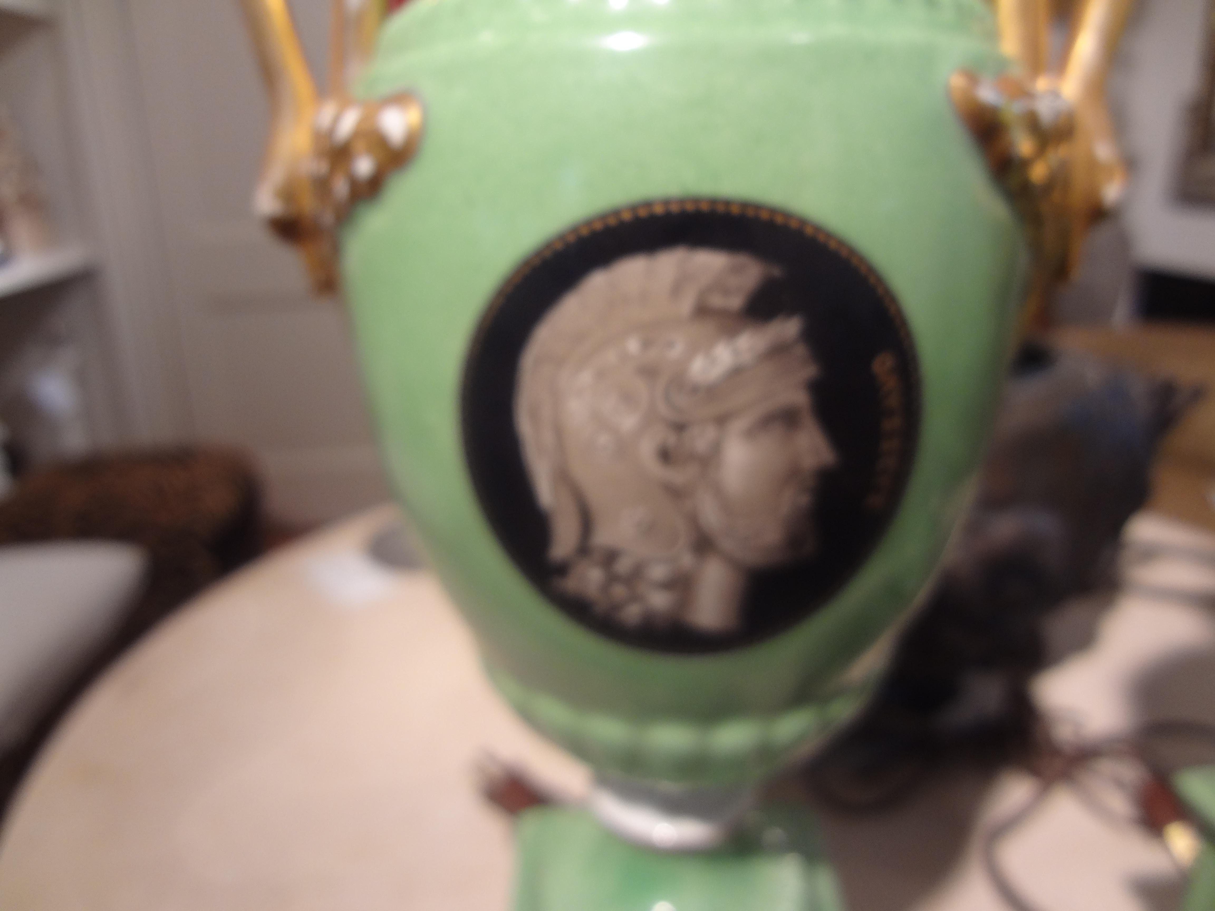Pair of Italian Neoclassical Style Porcelain Lamps In Good Condition For Sale In Houston, TX