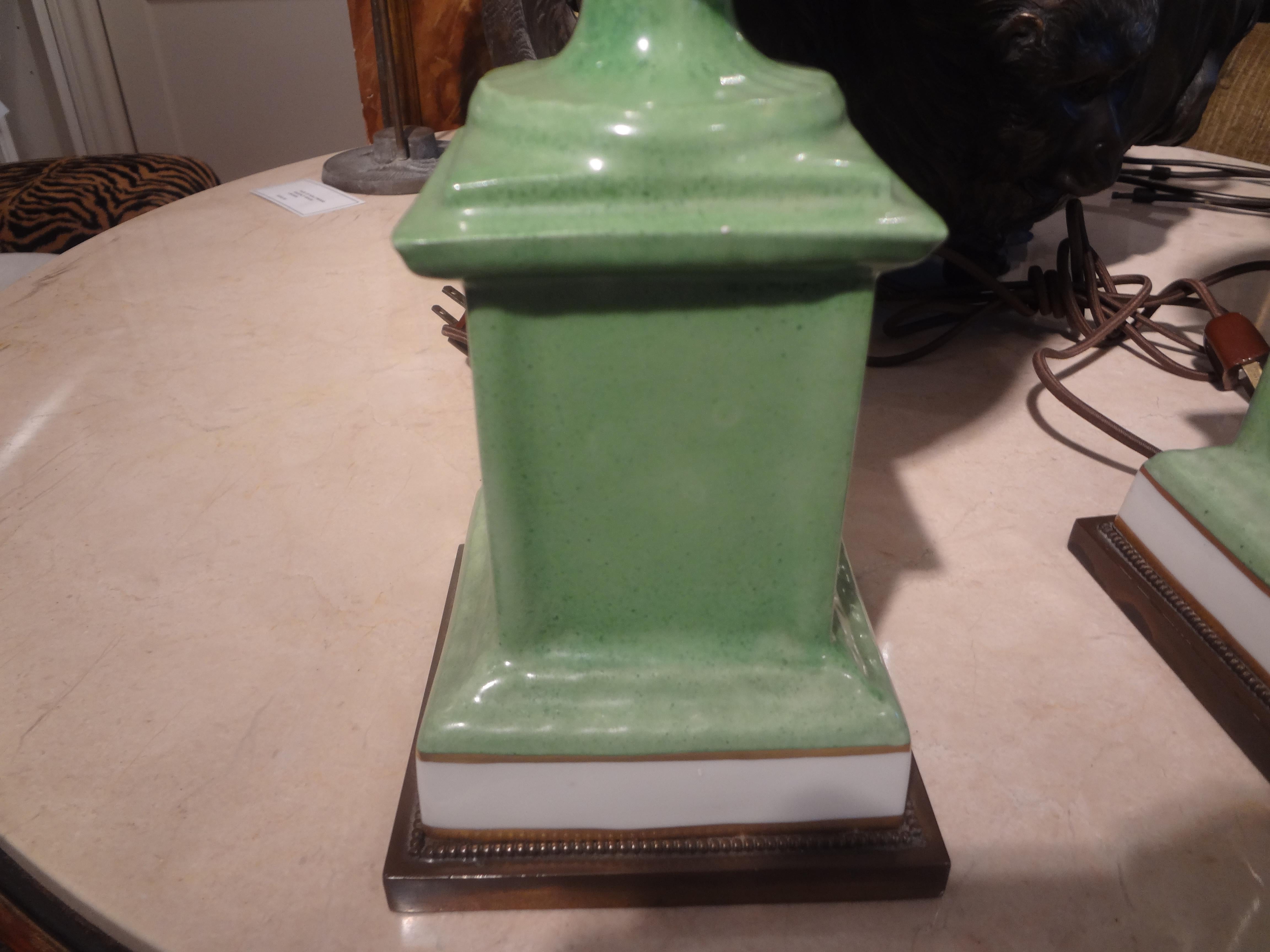 Metà XX secolo Coppia di lampade in porcellana in stile neoclassico italiano in vendita