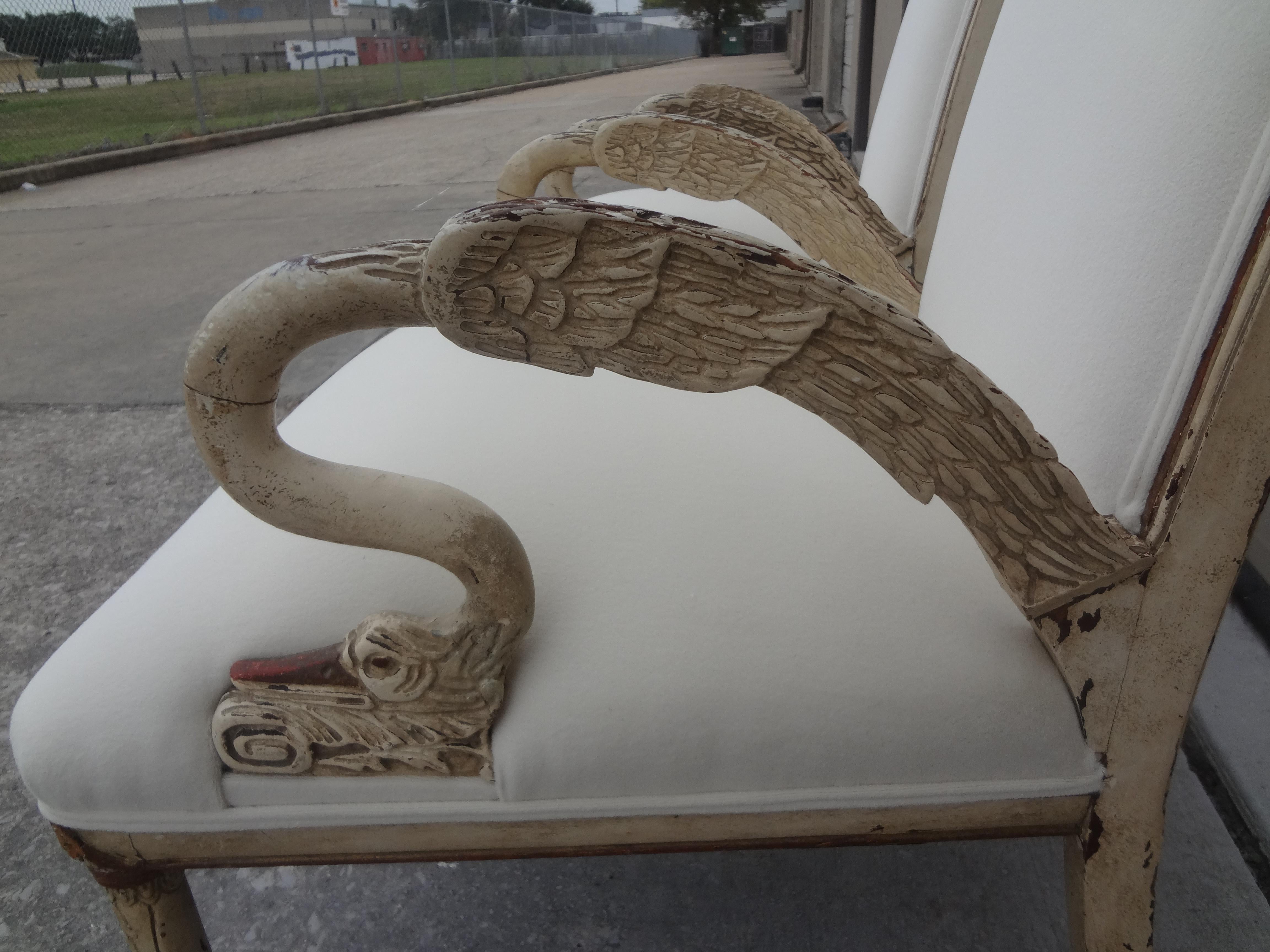 Pair of Italian Neoclassical Style Swan Chairs In Good Condition In Houston, TX